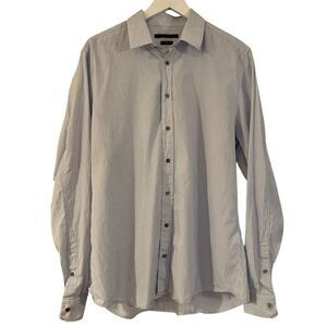 Gucci slim fit blue pinstripe button down shirt 44/17.5 Xl